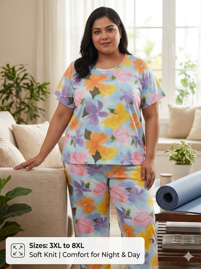 Multicolor Floral Print T-Shirt and Palazzo Set