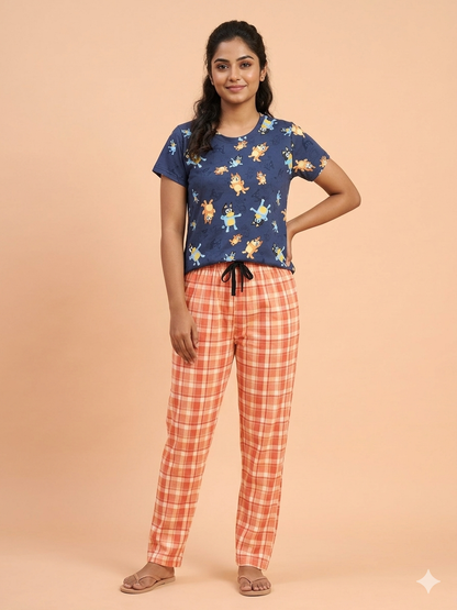 Navy Blue Bluey Print T-Shirt and Pant Set