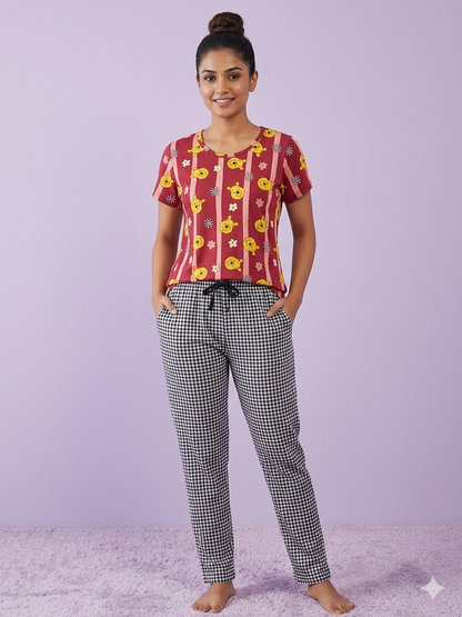Pink Winnie the Pooh Print T-Shirt and Pant Set