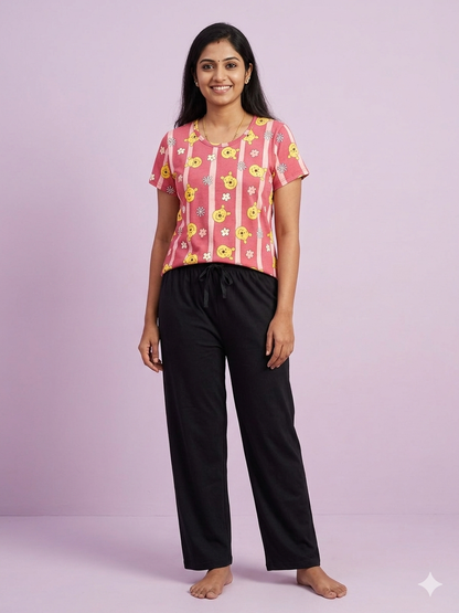 Red Teddy Print T-shirt with Palazzo