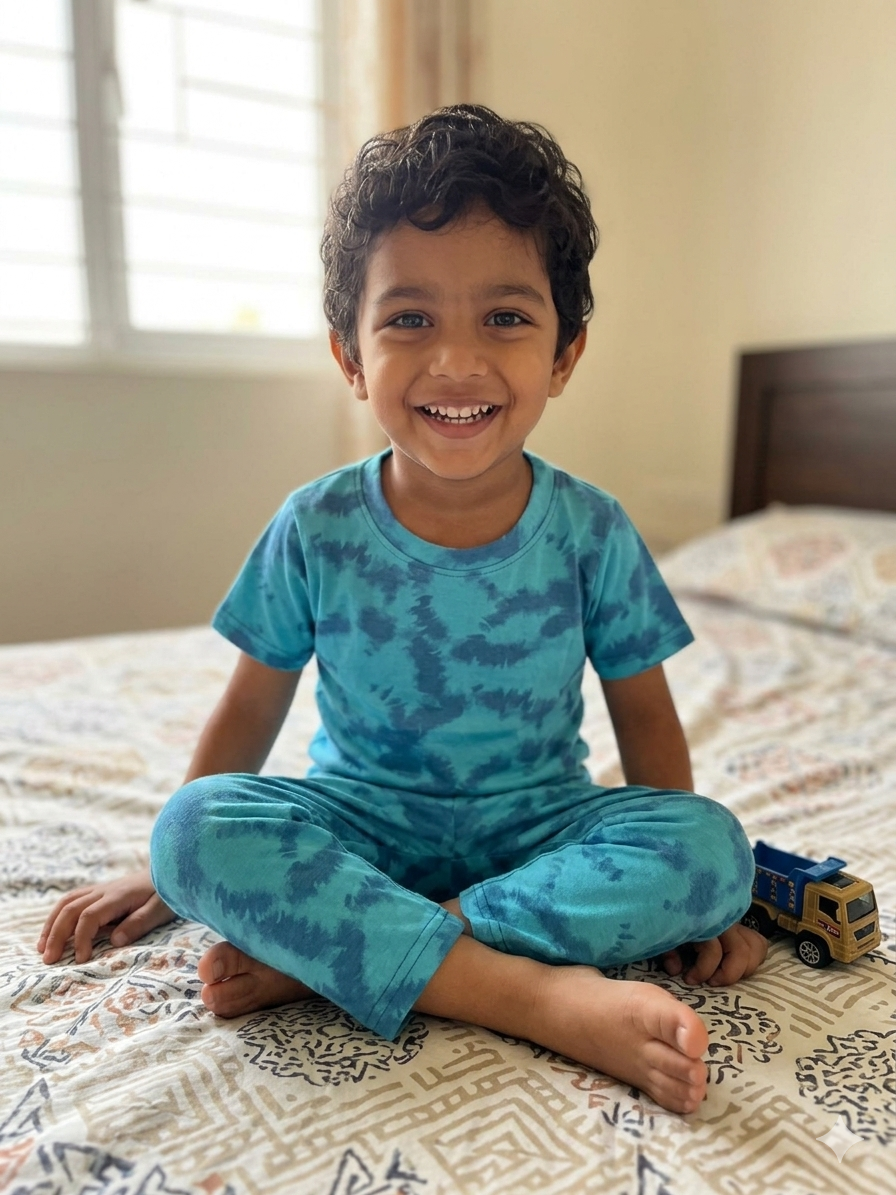 Teal Blue Tie-Dye Printed T-Shirt and Pant Co-ords