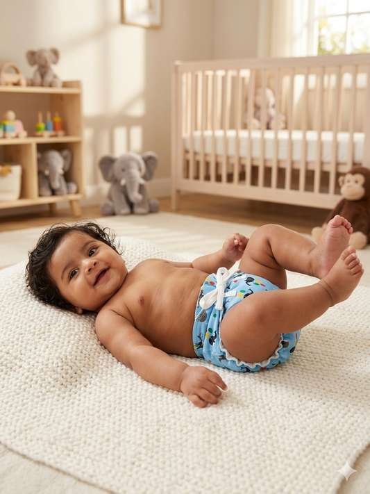 Sky Blue with Dolphin's Printed Kids Padded Langot
