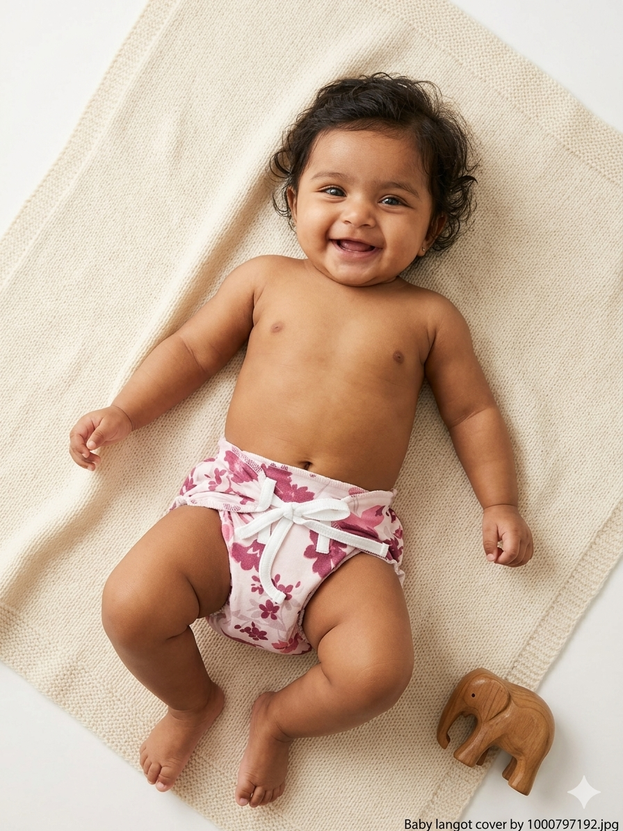 Off-White with Floral Printed Kids Padded Langot