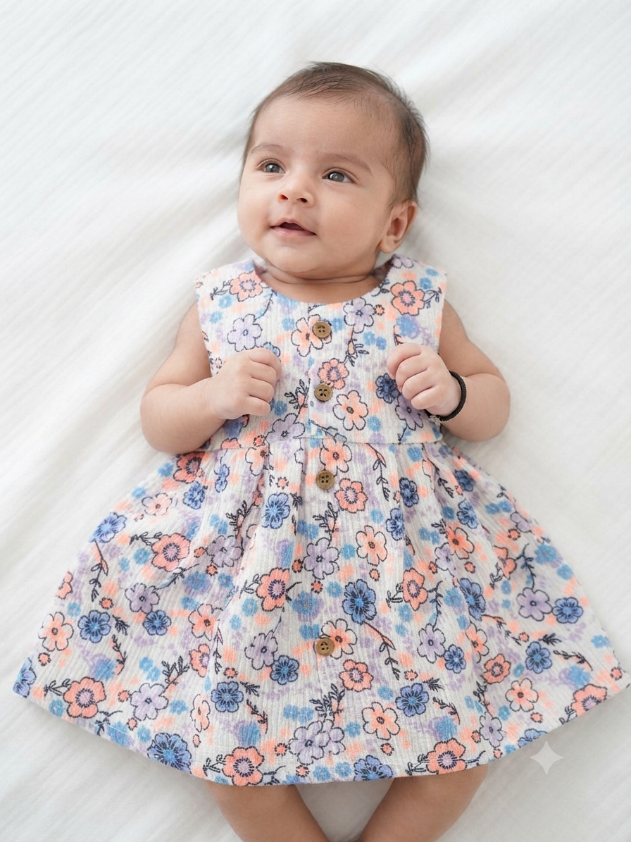Blossom Print Cotton Baby Girl Frock