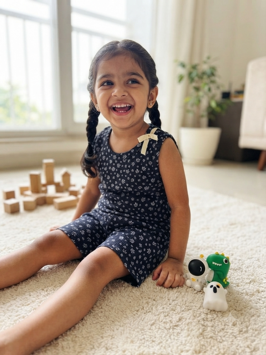 Black Ethnic Motifs Printed Sleeveless Kids Co-ords