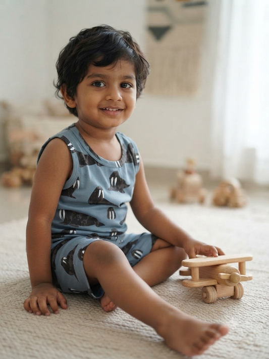 Ocean Whale Kids Sleeveless Co-ord Set