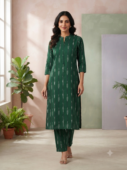 Bottle Green Ikat Stripe Women's Co-ords