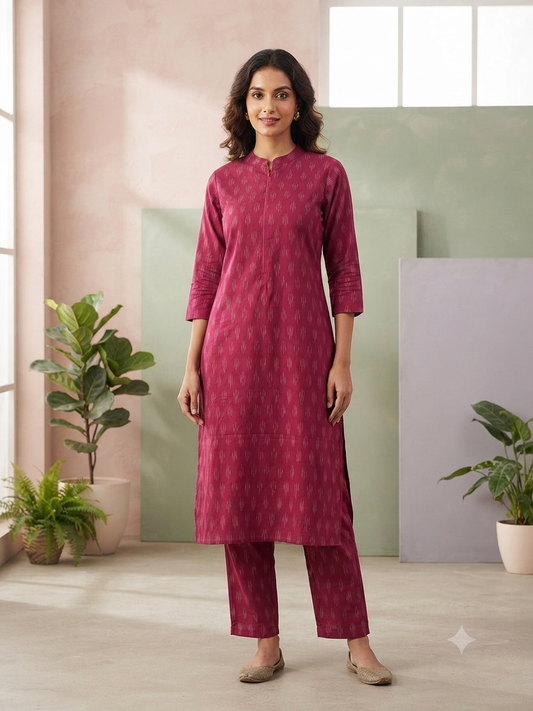 Wine Red Ikat Print Co-ords