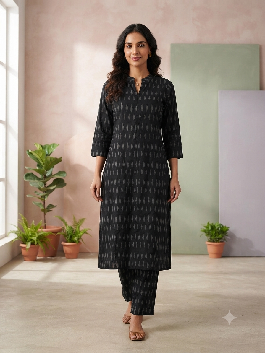 Jet Black Ikat Print Co-ords