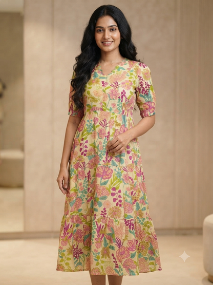 Floral Yellow Cotton Maxi