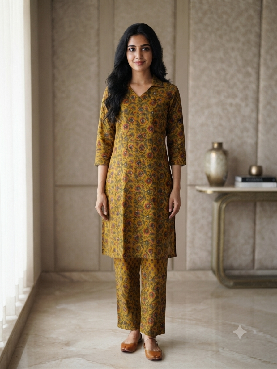 Mustard Floral Paisley Print Co-ords