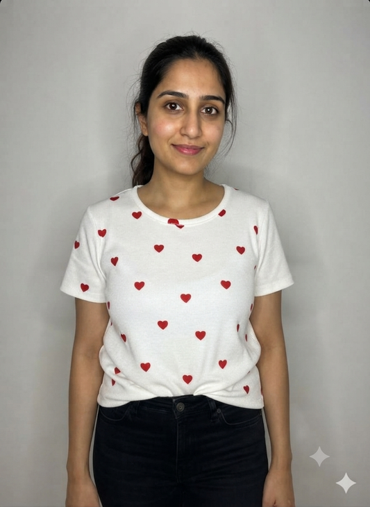 White Heart Print Women's T-Shirt