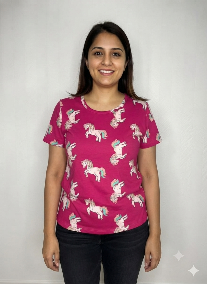 Pink Unicorn Print Women’s T-Shirt