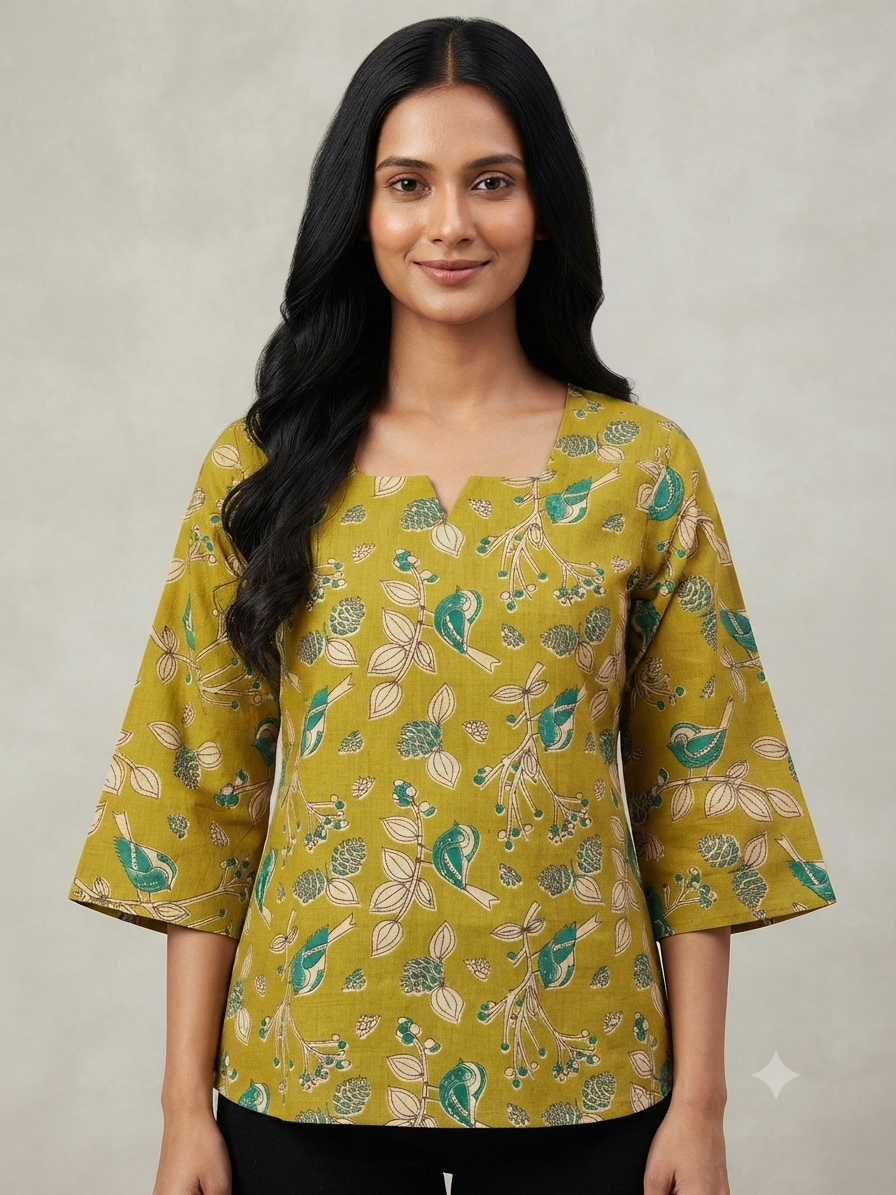 Olive Birdsong Short Kurti