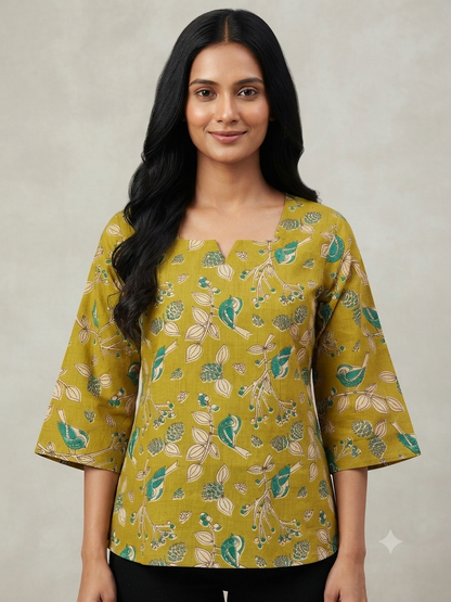Olive Birdsong Short Kurti