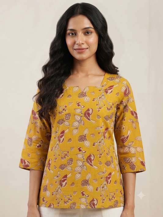 Mustard Songbird Short Kurti