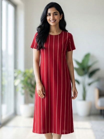 Ruby Red Classic Pinstripe Lounge Tunic