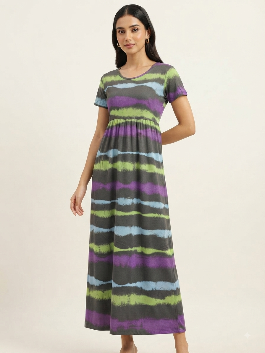 Charcoal Wave Stripe Lounge Frock