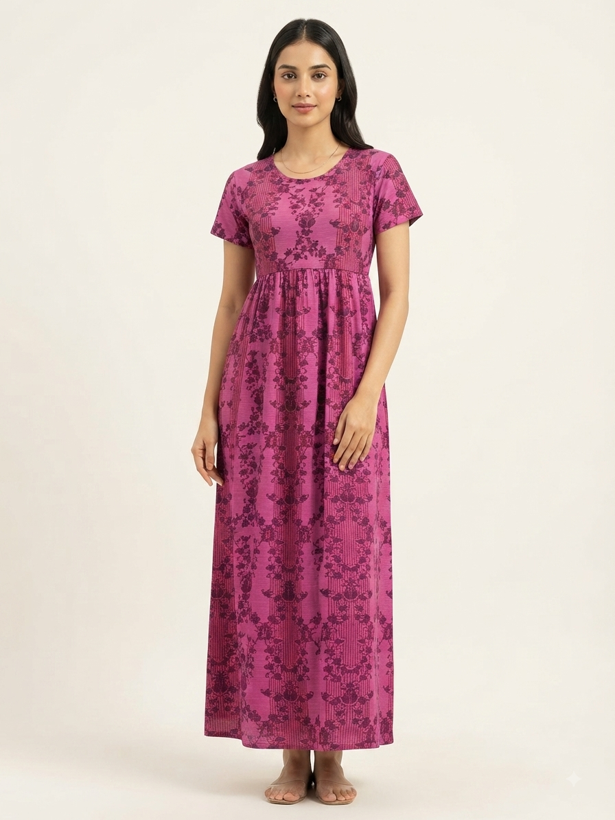 Berry Pink Floral Lace Lounge Frock