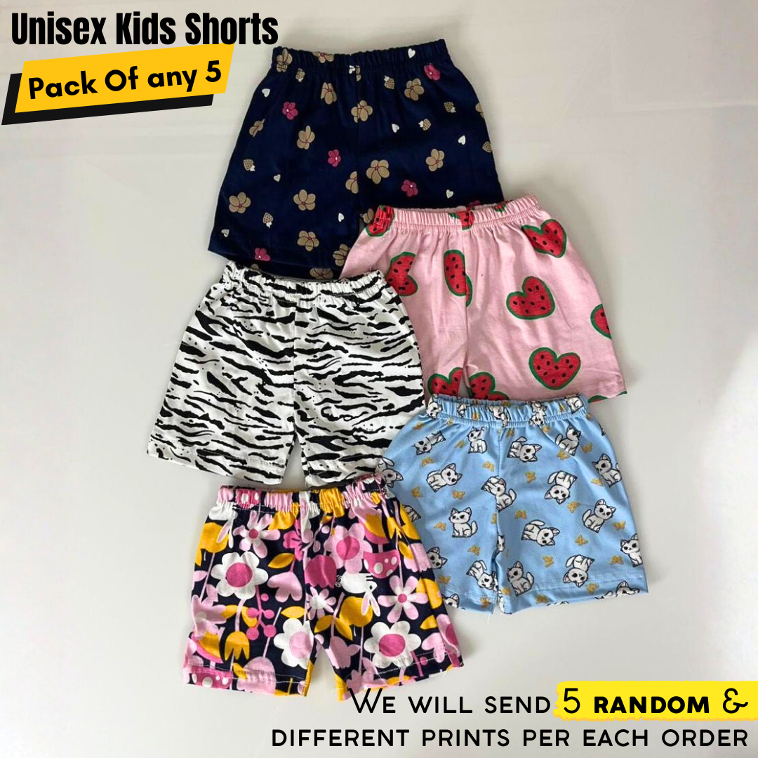 Multicolor Printed Kids Shorts Pack of 5