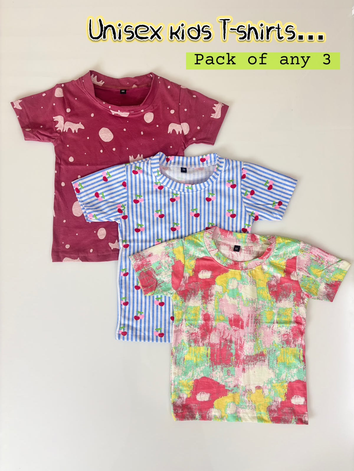 Multicolor Printed Kids Tshirt Combo Pack Of 3