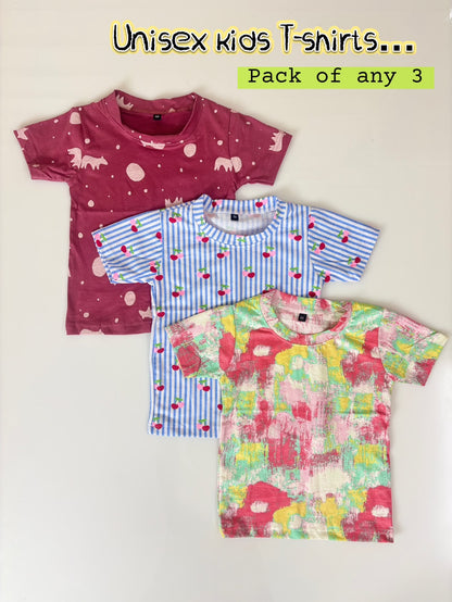 Multicolor Printed Kids Tshirt Combo Pack Of 3