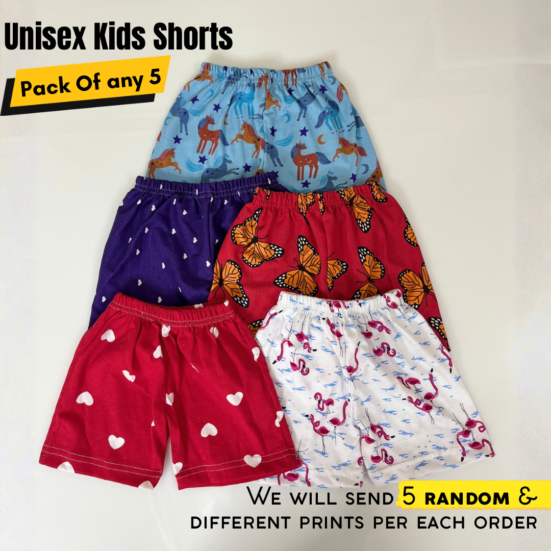 Multicolor Printed Kids Shorts Pack of 5