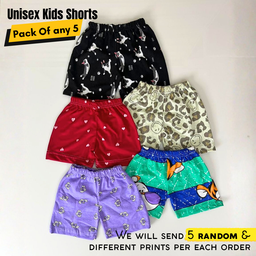 Multicolor Printed Kids Shorts Pack of 5