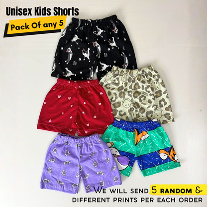 Multicolor Printed Kids Shorts Pack of 5