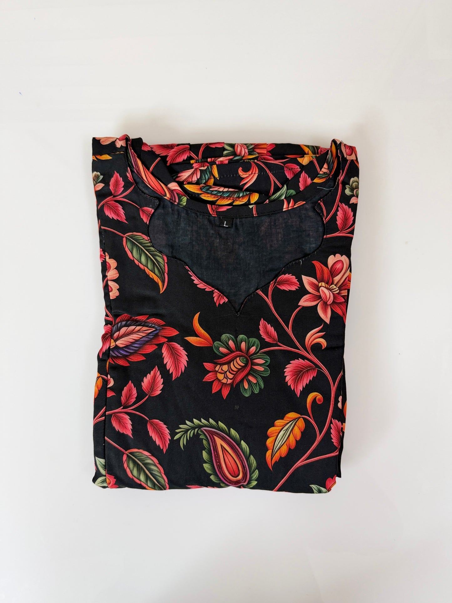 Black Red Floral Printed Blended Cotton Feeding Maxi