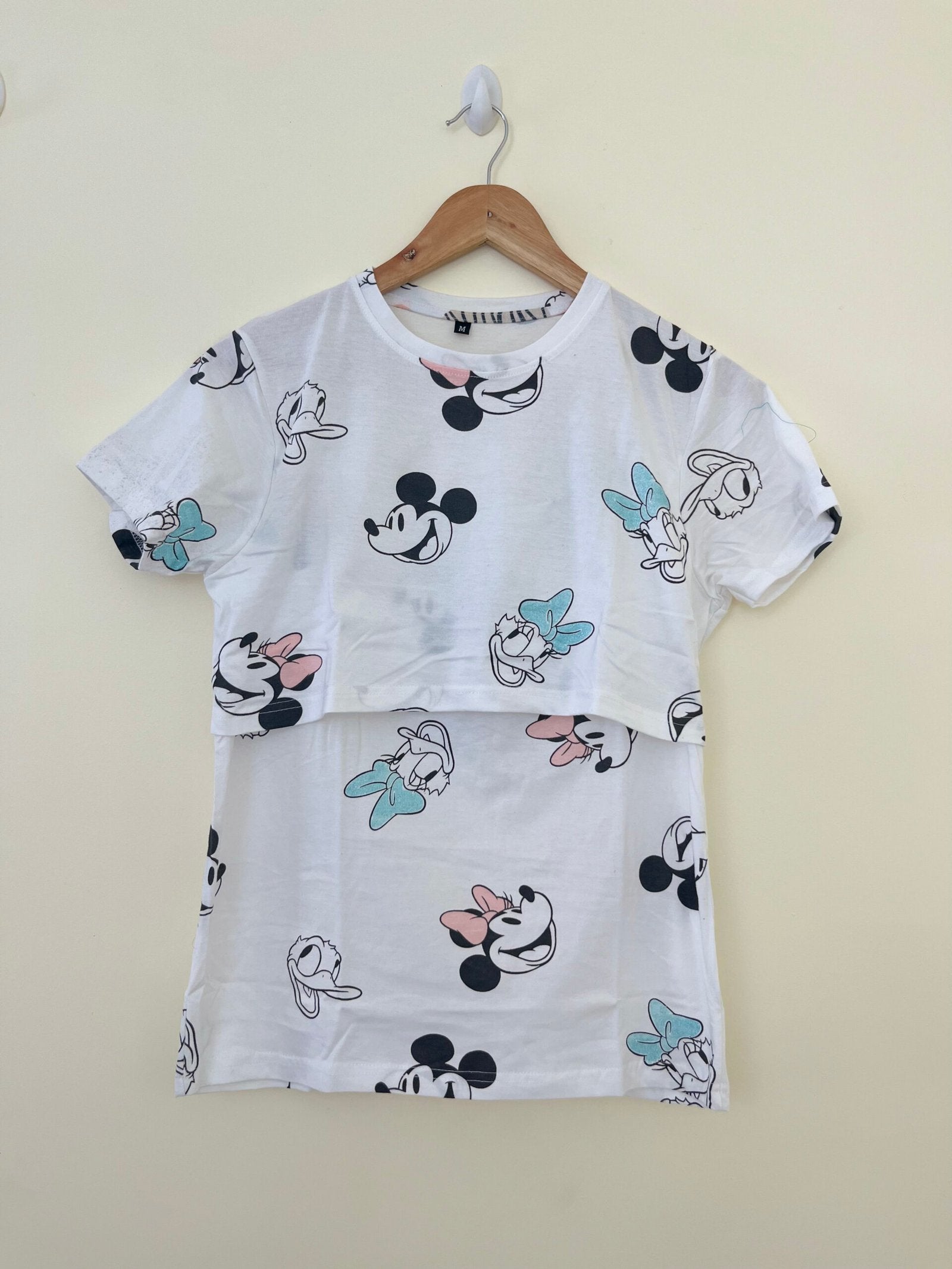 White Mickey Mouse Printed Feeding Top