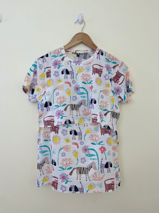 White CartoonPrinted Feeding Top
