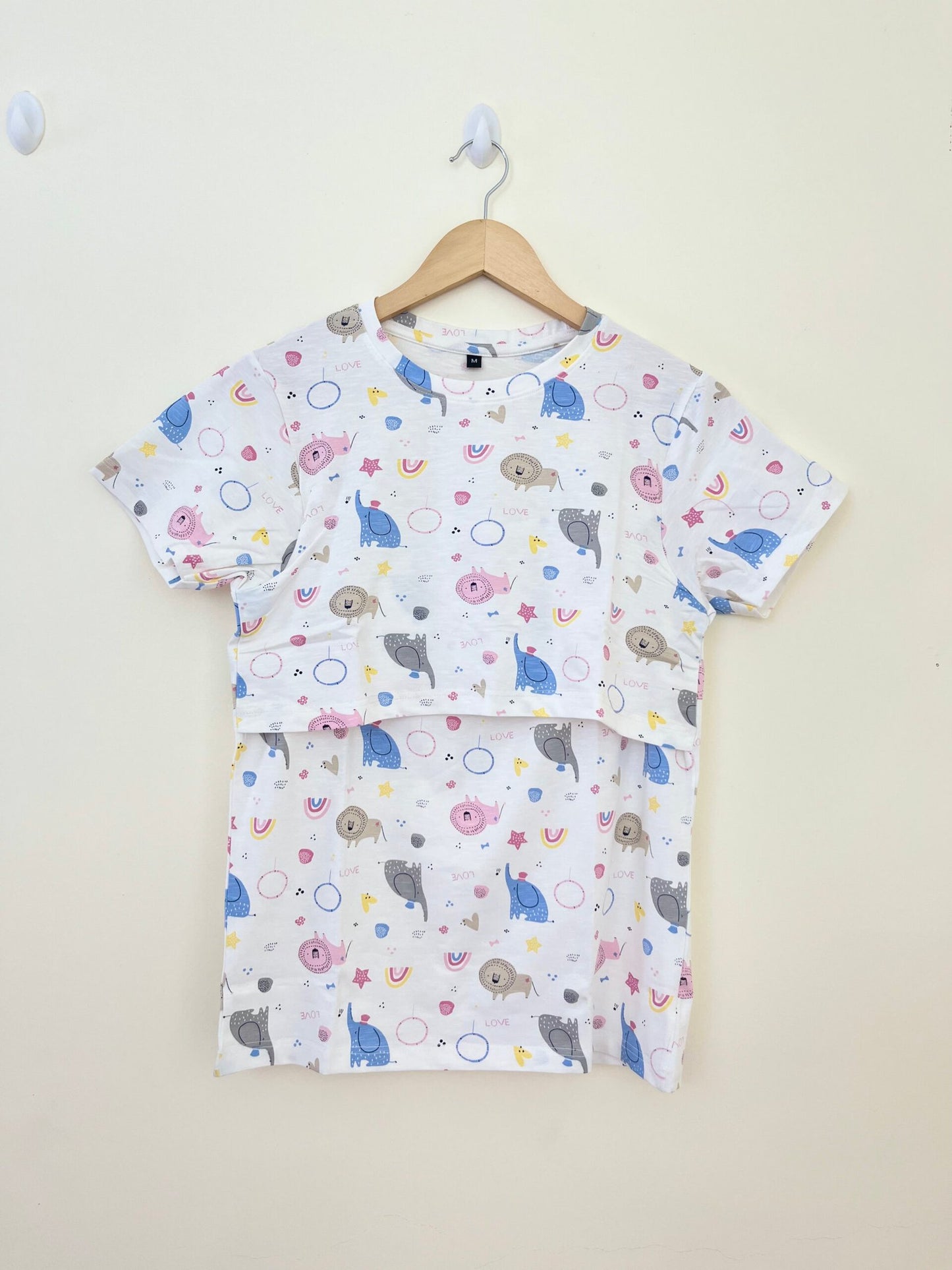 White Animals Printed Feeding Top