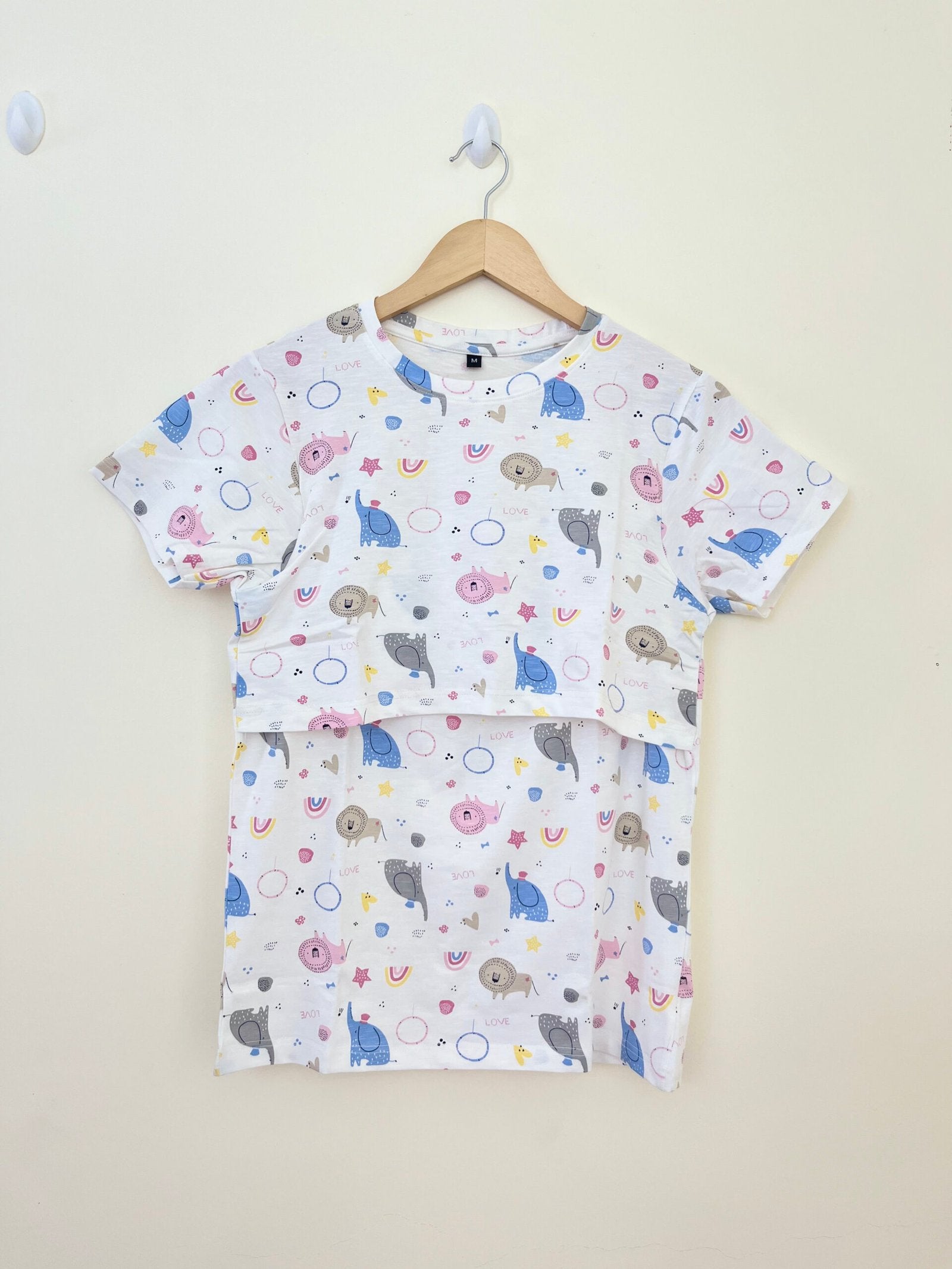 White Animals Printed Feeding Top