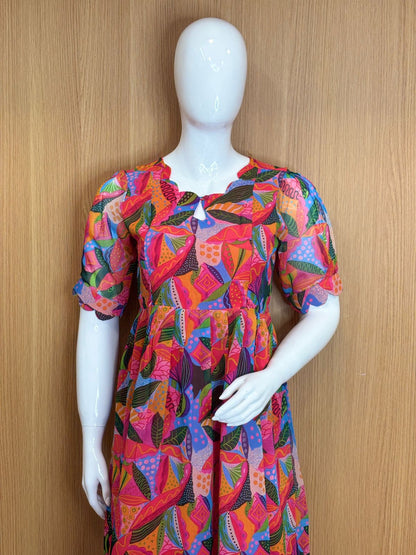 Floral Print Georgette Double Side Zip Feeding Maxi