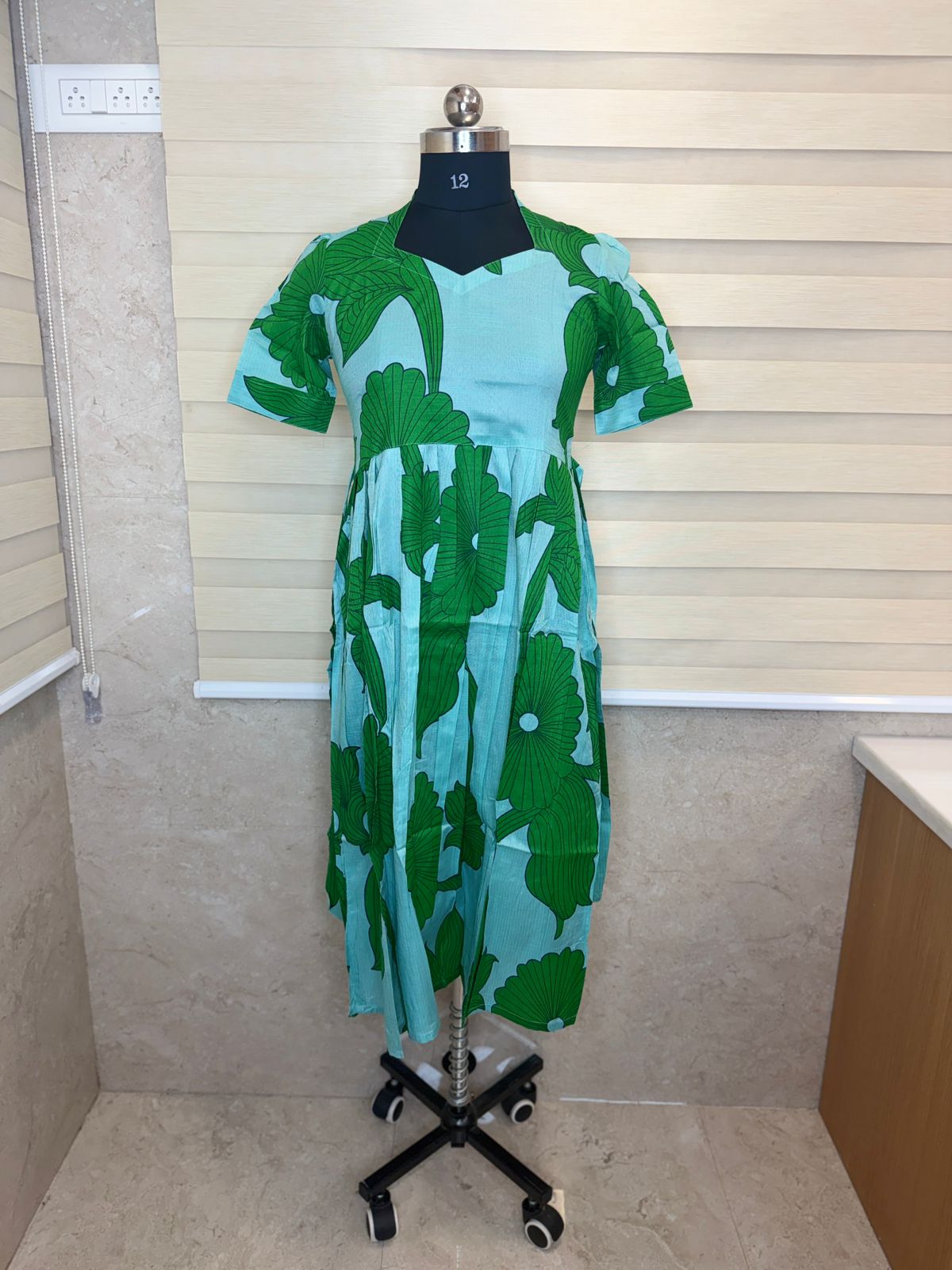 Mint Green Tropical Floral Print Budget Friendly Frock