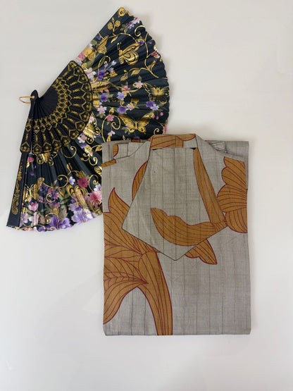 Beige Mustard Abstract Floral Print Budget Friendly Frock