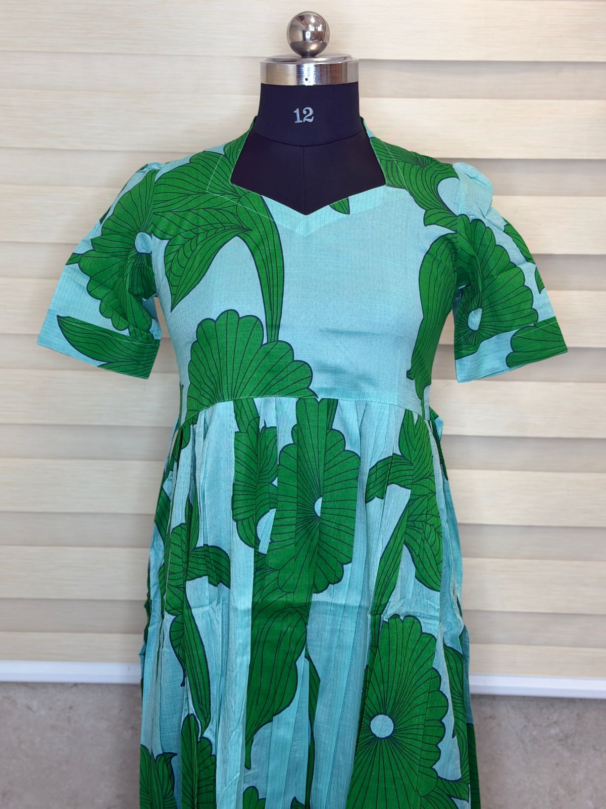 Mint Green Tropical Floral Print Budget Friendly Frock