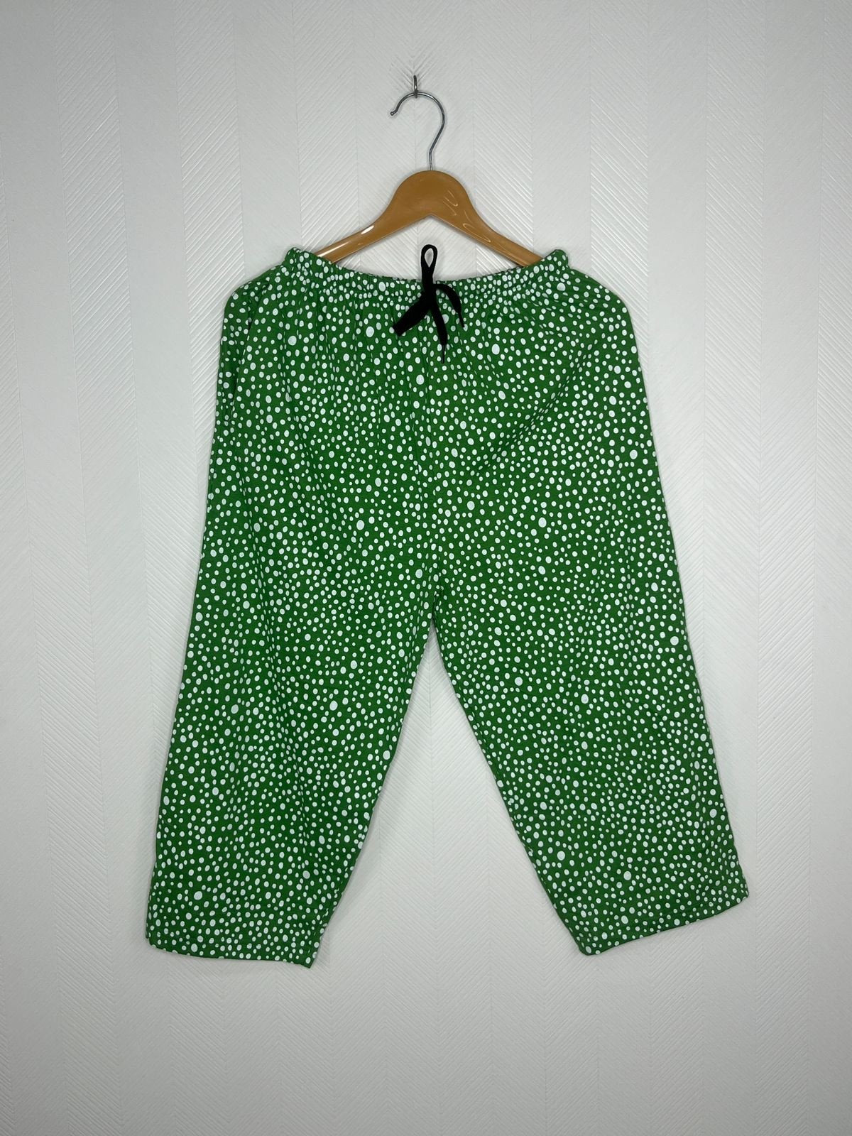 Forest Green Micro Polka Dot Printed Cotton 3/4th Pants