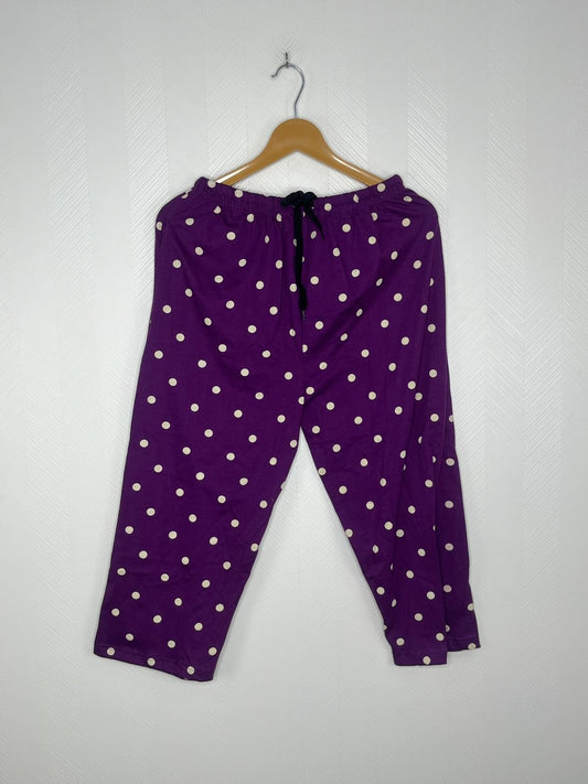 Royal Purple Polka Dot Printed Cotton 3/4th Pants