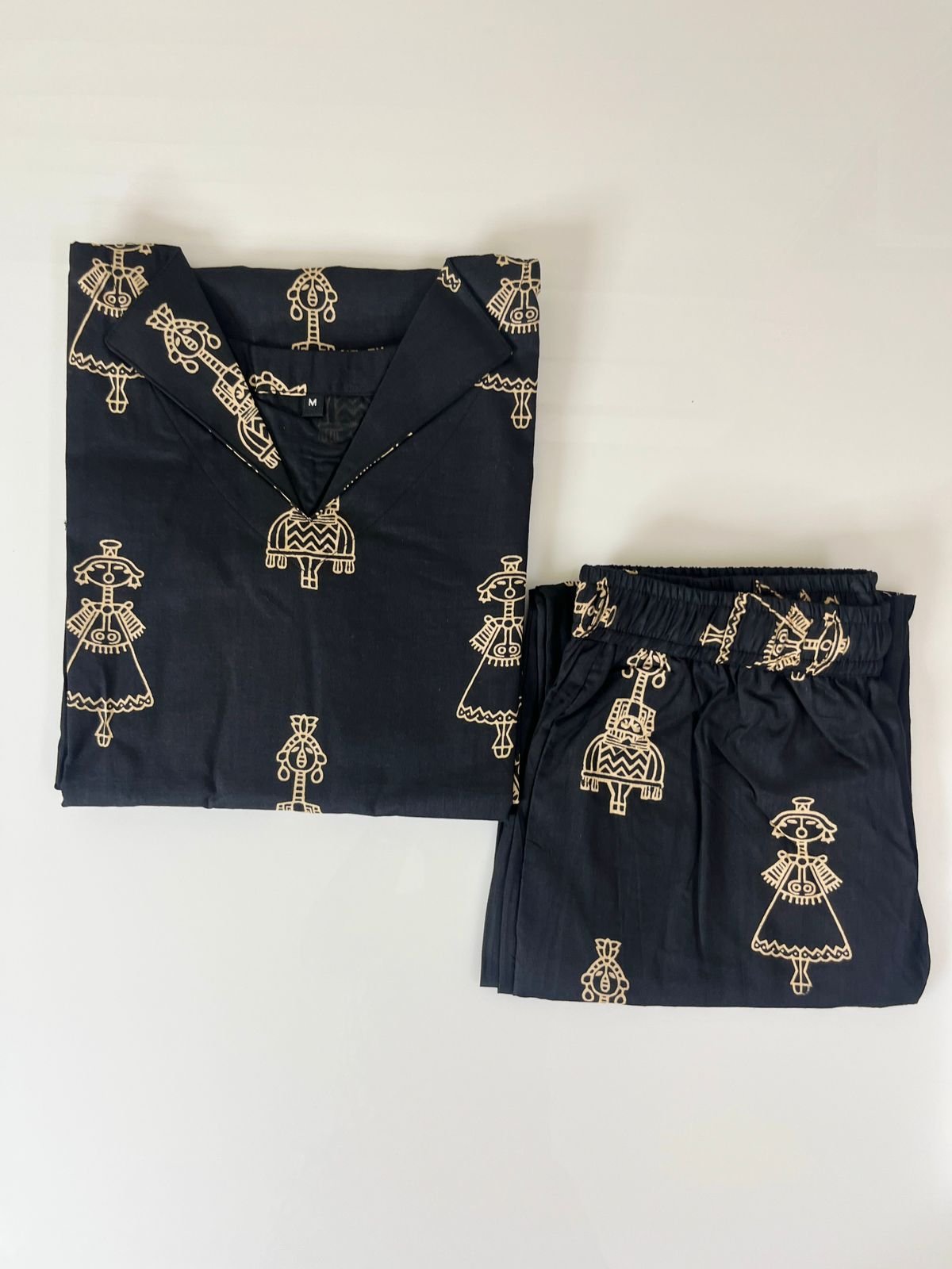 Black with Tribal Printed Outdoor Wear Cotton Coords