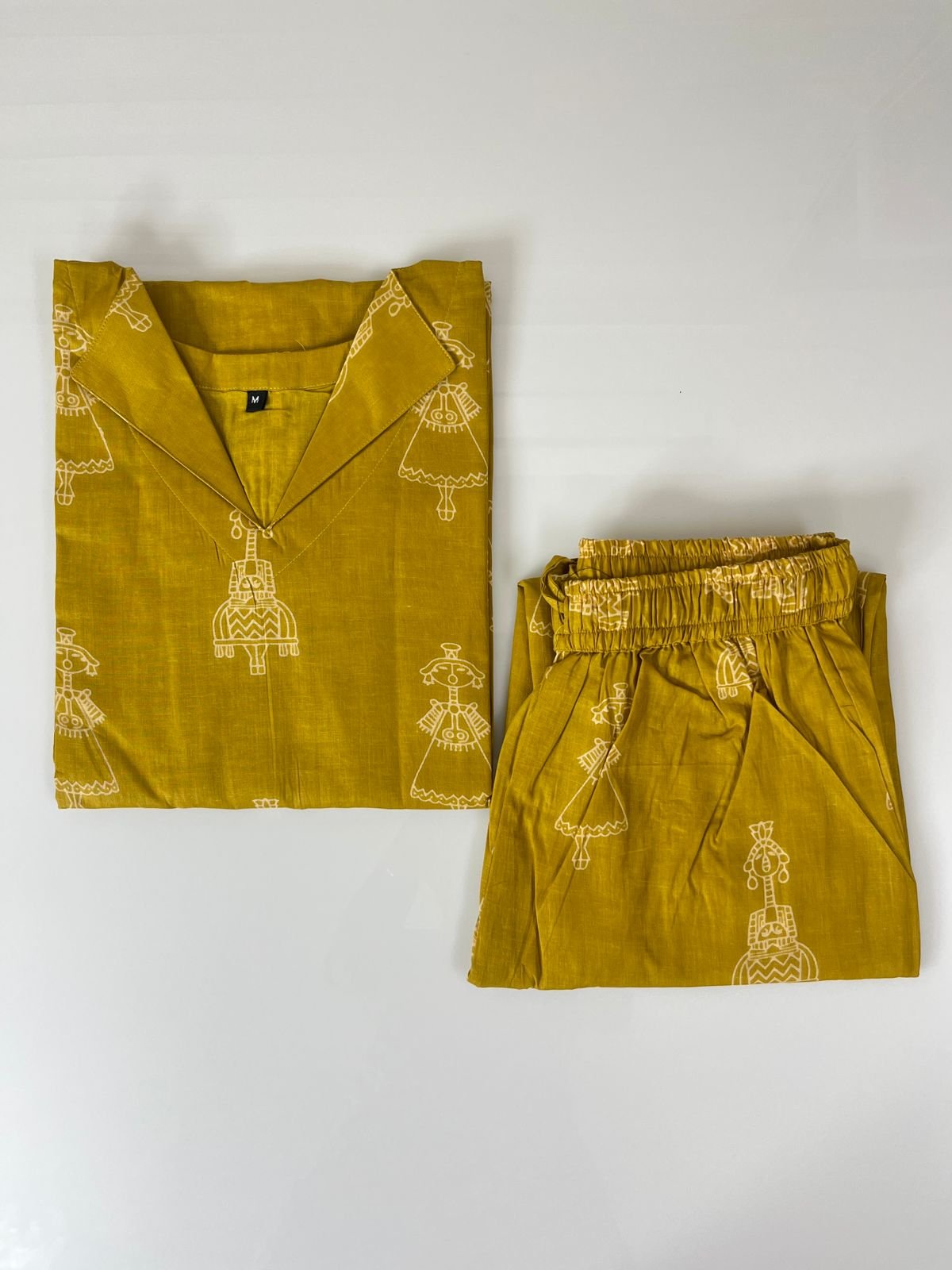 Mustard Yellow with Tribal Printed Outdoor Wear Cotton Coords