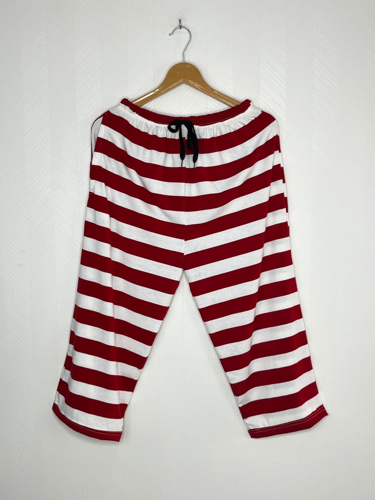 Candy Red & White Striped Cotton 3/4th Pants