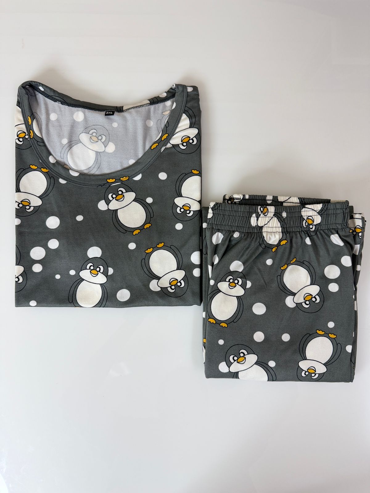 Grey Penguin Print T-Shirt and Palazzo Set