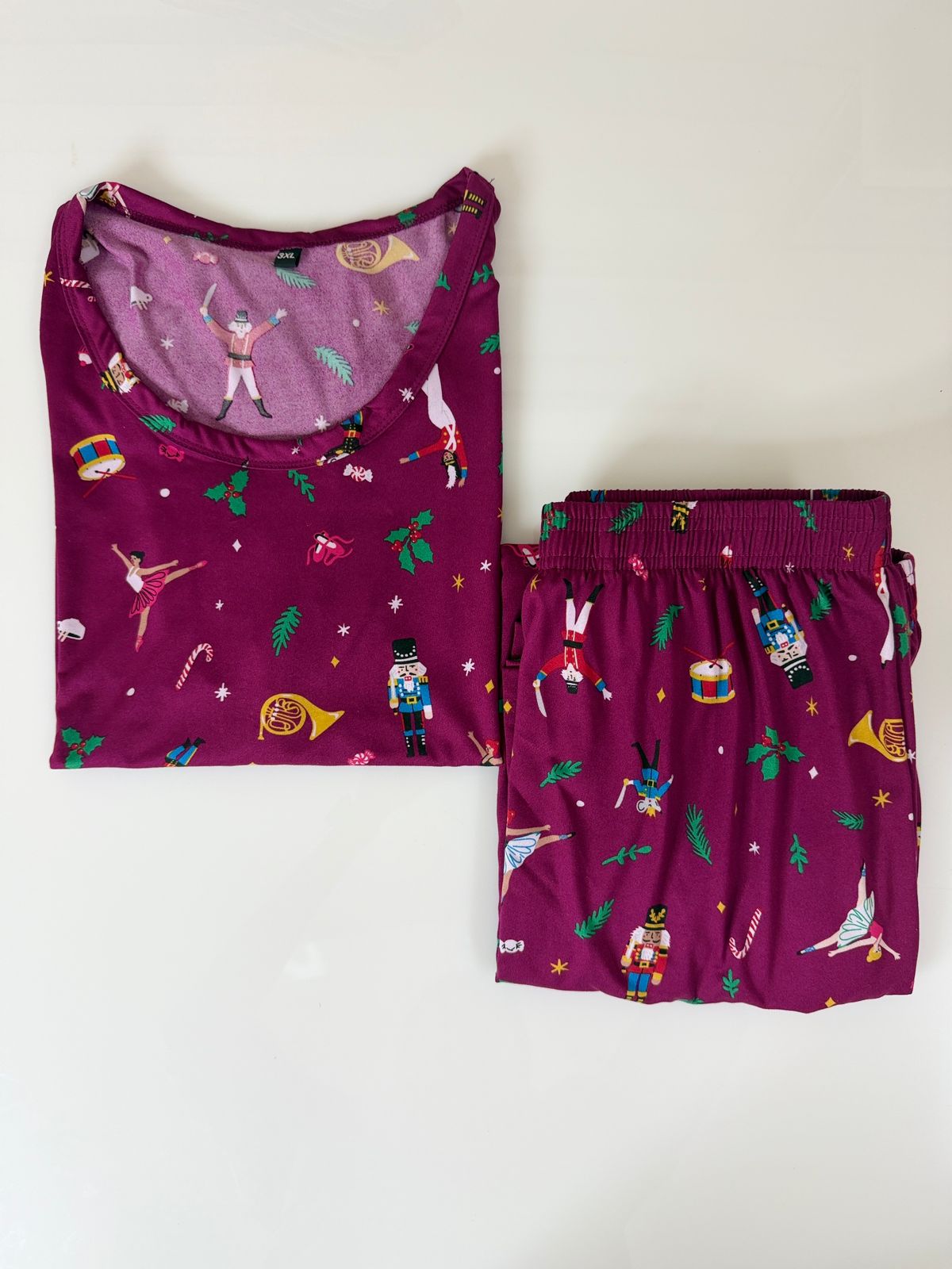 Wine Christmas Print T-Shirt and Palazzo Set