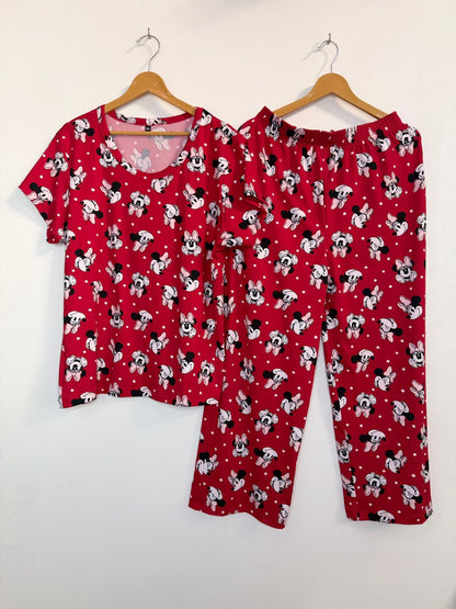 Red Minnie Mouse Print T-Shirt and Palazzo Set