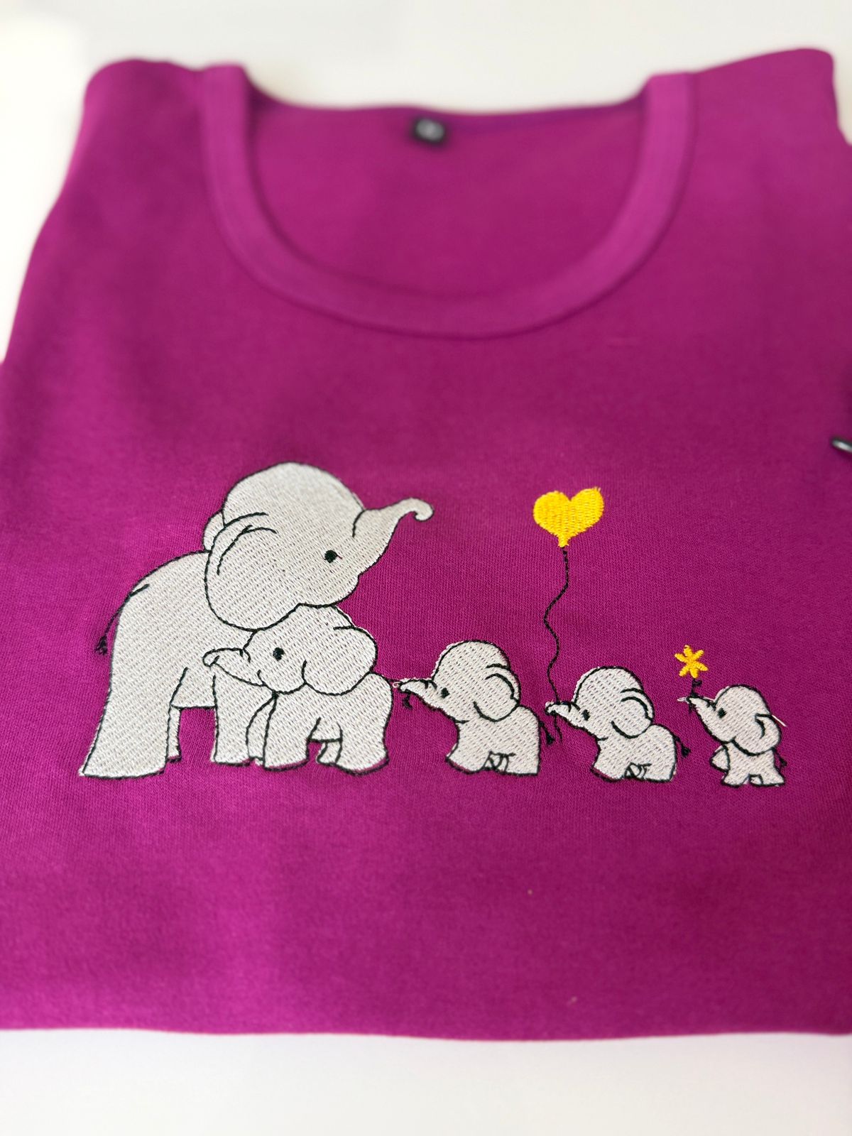 Magenta Elephant Embroidered T-Shirt and Jogger Set