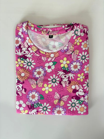Pink Minnie Mouse Floral Print Long Tunic
