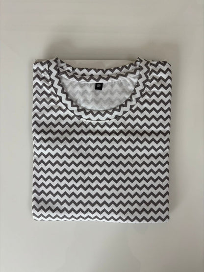 Grey Chevron Print Long Tunic