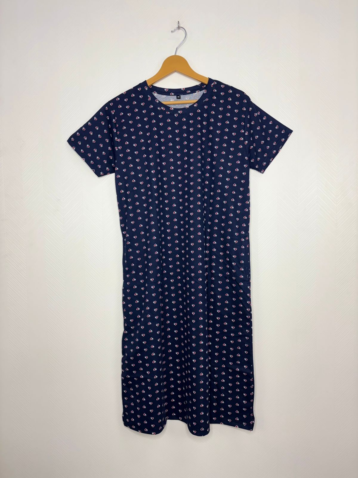 Navy Blue Heart Print Long Tunic